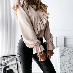 Elegant Ruffles O-Neck Blouse