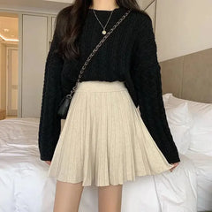 High Waist Knitted Mini